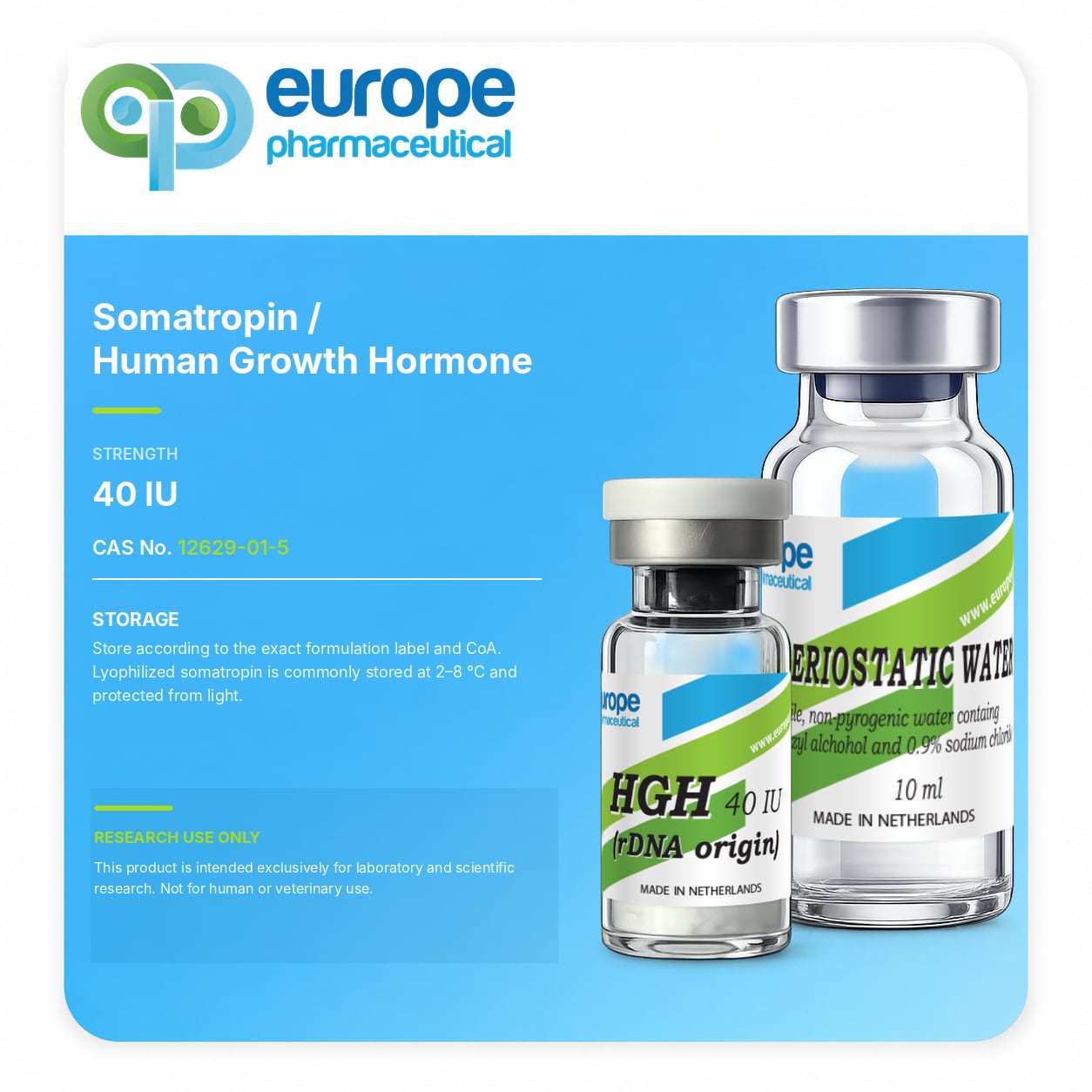 Somatropin (Human Growth Hormone), 40 IU — information card